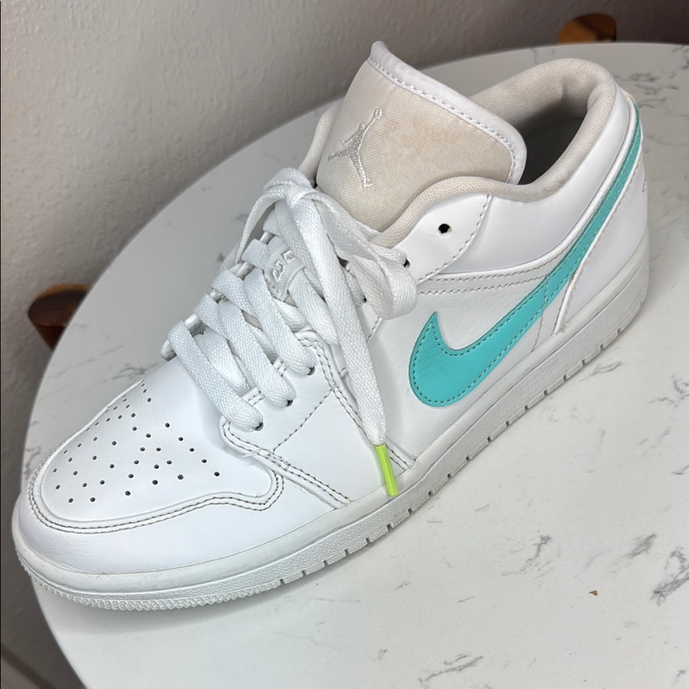 Nike Air Jordan 1 Low Mens 7.5 (9 w) white neon Multi-Color Swoosh Sneakers CW…‎ - Picture 11 of 16